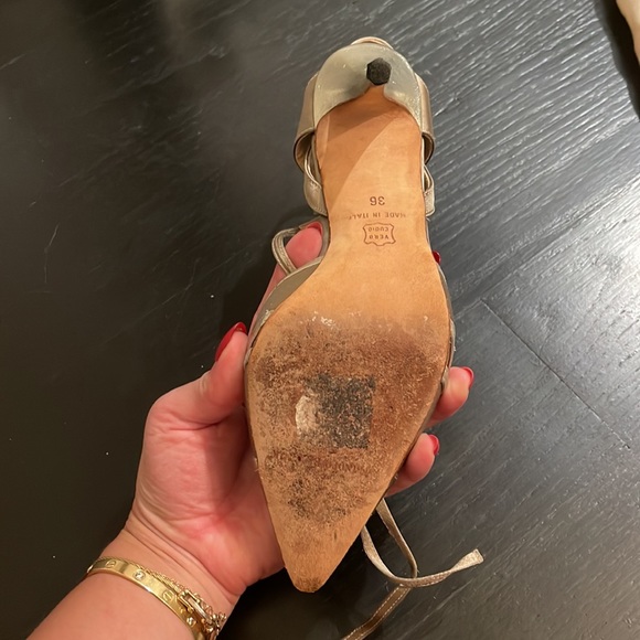 Monolo Blahnik grey and silver satin heels - Picture 5 of 6